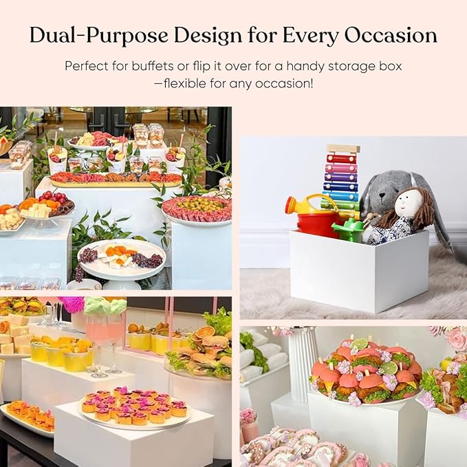 YOPPIX 15.7" Extra Large Size Buffet Risers, Dessert Table Display Set, Acrylic Display Stands, Display Stand Shelf for Catering Dessert Collectibles Jewelry Figures Show, Cube Display Nesting Risers