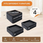 Bed Risers, Oversized Furniture Risers Fit Up to 5.5" Legs, 2 inch Raise Blocks for Bed Couch Desk Sofa Table Lifts, Furniture Legs Lifters Support up to 6000 Lbs (Black, 4 Pack Set)