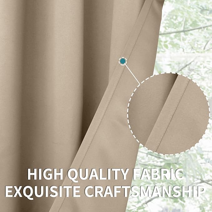 BGment Blackout Curtains - Grommet Thermal Insulated Room Darkening Bedroom and Living Room Curtains, Set of 2 Panels (52 x 72 Inch, Sand)