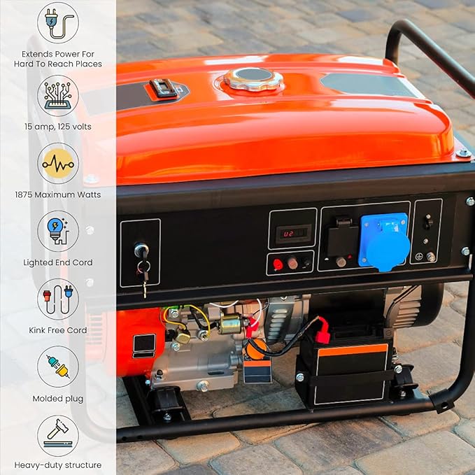 Go Green Power Inc. (GG-14000) 12/3 SJTW Outdoor Extension Cord, Lighted End, Orange, 100 ft