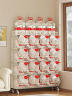 Commercial Metal Storage Rack with Wheels, 4-Tier Display Shelf for Retail Store, White (White, 23.6 x 13.7 x53.9inch)