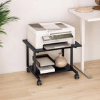 Livofloral Under Desk Printer Stand, 20.5 x 15.7 Inches Cart With Wheels, 2 Tier Mobile Table for Home Office, Large Stand With Storage for Mini Fridge, Black