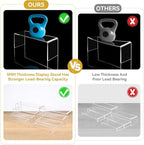8 Pcs Large Acrylic Display Risers, 2 Sets Clear Stands, 0.19" Thick Rectangular Shelf for Showcase, Dessert, Toys, Perfume