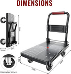 Upgraded Foldable Push Cart Dolly | 660 lbs.Capacity Moving Platform Hand Truck | Foldable for Easy Storage | 4'' PU 360 Degree Swivel Silent Wheel-Black