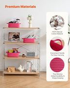 KALLAX Small Woven Basket, 12 x 8 x 4.5 Inches, Small Storage Baskets for Organizing, Gift Baskets Empty, Cute Rope Shelf Closet Storage Bins for Shelves, Dog Toy Basket, 3 Packs, Hot Pink