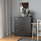Lateral File Cabinet with Lock, 3 Drawer Large Metal Filing Cabinet,Home Office Lockable Storage Cabinet for Hanging Files Letter/Legal/F4/A4 Size-Assembly Required