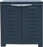 Sunnydaze Plastic Garage Storage Cabinet with Adjustable Shelf - 25.5" H - Garage, Office, Home, Laundry Room - Charcoal