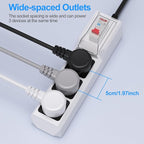 GFCI Power Strip with 10ft Heavy Duty Extension Cord, 3 Outlet (1875W/15A) with 30mA RCBO Circuit Breaker for Home, Factory Workshop, Garage, Covered Outdoor