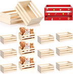 Gerrii 12 Pcs 8'' Small Wooden Crates for Crafts Unfinished Crates Centerpiece Mini Rustic Wood Basket Box for Display Storage Milk Wine Closet Home Bathroom Kitchen Office Decor
