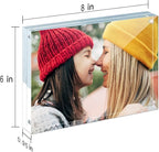 ILYXY 3 Pack Acrylic Frame 6x8, 20% Thicker, 24mm Thick Frameless Clear Picture Frame, Double Sided Magnetic Photo Frame, Free Standing Desktop Display Stand Acrylic Picture Frames