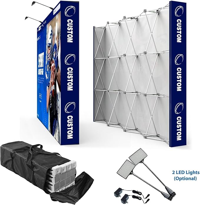 Custom Pop Up Display Trade Show Backdrop with Stand 7.5 x 15 FT Large Tension Fabric Backdrop Display Portable Tradeshow Booth Display Banner for Business,Campuses, Weddings, Corporate