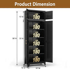 Kitchen Pantry Cabinet, Metal Food Pantry cabinets with Doors and Shelves, 90" Tall Storage Cabinet for Dining, Living Room, Black, 16" D x 32" W x 90" H, Assembly Required