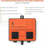 Refrigerator Surge Protector, Ortis Double Outlet Voltage Protector for Home Appliances with Time Delay, Protects Against Brownout, Spike, Instant Surge All Voltage Abnormalities, Orange