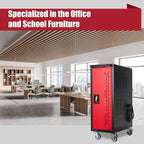 16 Bay Mobile School Charging Cart Station, Black Cart for Chromebook/Tablet/Laptop, with Power Strip, Lockable Doors, 2 Locking Casters & Ventilated Panels, 20" W×12.23" D×34.06" H
