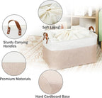 DULLEMELO Extra Large Baskets for Organizing, 22" X 15" X 13" Rectangle Fabric Storage Bins, Foldable Blanket Basket Living Room, Large Kids Toy Storage Organizer Bins, Baby Basket Gift (White&Khaki)