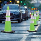 8 Pack 28 Inch Green PVC Traffic Cones Black Base Stable Flexible, Road Safety Construction Zone Crowd Control Safety Cones Outdoor Use (8, Green, 28 Inch)