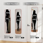 47x14 Mirror Full Body Length Door Hanging or Wall Mounted Metal Frame Dressing Mirrors for Entryway Girl Bedroom Bathroom Living Room 47 14 inch Pink Rose Gold