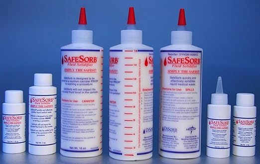 DiSorb Spill Absorbent Powder - Clean Up Bodily Fluids, Blood, Vomit, Urine, Diarrhea - Fluid Solidifier for Daycares, Buses, Schools, Hospitals, Restaurants - 16000cc - 16 Bottles Per Case