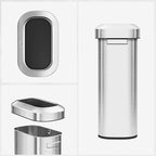 EKO Urban 24 Gallon/ 90 Liter Open Top Stainless Steel Slim Commercial Trash Can, Tall Kitchen Garbage Bin, Heavy-Duty Commercial Grade Large Trash Can for Home, Office, Hotel, Cafe, Restaurant, Dorm