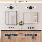 Keonjinn Black Bathroom Mirror for Over Sink, 16 x 20 Inch Rounded Rectangle Bathroom Vanity Mirror, Matte Black Farmhouse Mirror for Wall, HD Tempered Glass, Seamless Aluminum Alloy Frame Mirror