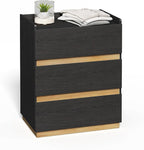 Large Modern Nightstand Black Bedside Table, 3 Drawer Dresser Wood Stackable Storage Drawers for Clothes for Closet, Bedroom, 24"x16"x29"