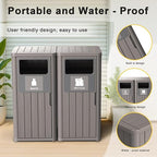 Outdoor Double Barrel Trash Can,Waterproof Resin Garbage Can with Garbage Labels,Durable Waste Bin for Porch, Backyard,Kitchen,for 30 to 39 Gallon Trash Bags