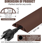 Floor Cord Cover Self Adhesive Cord Hider,10FT Cable Management, Extension Strip Protector for Wires, Prevent Cable Trips for Offices, Gyms, Exhibitions Cavity:0.47"(W) x 0.35"(H) Coffee