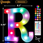 Pooqla Colorful Light Up Letters with Remote, Upgraded 35 Colors LED Marquee Letters, RGB Lighted Letter for Girls Teenager Gift, Birthday, Party, Wedding, Night Light, Room, Bedroom Decor, Letter R