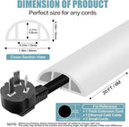 Floor Cord Cover Self Adhesive Cord Hider,20FT Cable Management, Extension Strip Protector for Wires, Prevent Cable Trips for Offices, Gyms, Exhibitions Cavity:0.39"(W) x 0.27"(H) White