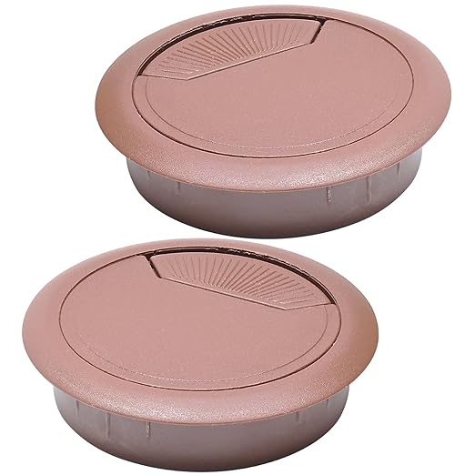 Desk Grommet 2-3/8" (60 mm), Desk Cord Hole Cover, Cable Grommet ABS Plastic, Desk Hole Grommet for Office and Home Table Cable, Detachable Adjustable Cable Cord Organizer (Reddish Brown 2 Pcs)