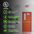 Gruenlich LED Exit Sign Combo with Emergency Lights, Adjustable Heads, Battery Backup, UL 924 Qualified, AC 120-277V, Commercial Emergency Exit Light for Business- 6 Pack