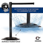 CCW Series WBB-200 Set of 2 Outdoor Safety Rubber Base Stanchion Retractable Belt Barriers - Easy to Assemble, No Tools Required (11 Foot Belt, Black and Yellow Diagonal Belt with Yellow Post)