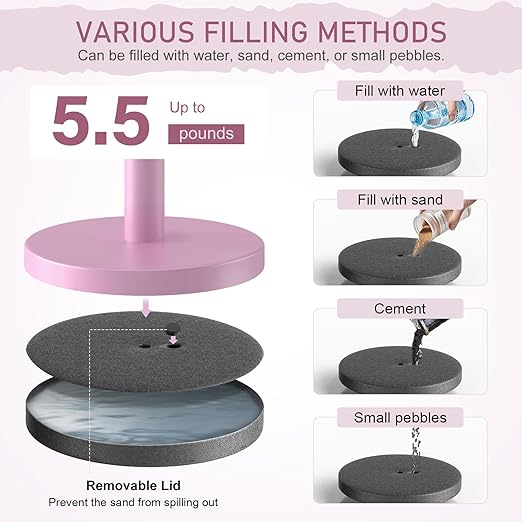 kaiyomi 4Pcs Stanchions with Pink Velvet Ropes Set, 5 Feet Velvet Ropes and Posts Poles for Red Carpet Party Decoration and 360° Photo Booth (Pink)