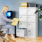 4 Drawer File Cabinet with Lock, Metal Filing Cabinets for Home Office, Vertical Black Locking File Caninet, Steel Narrow Four Drawer File Cabnet for Letter/Legal / A4 / B4- Assembly Required
