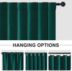 Hiasan Christmas Patio Sliding Door Curtains Privacy Room Divider Blackout Thermal Insulated Curtains with Back Tab & Rod Pocket for Glass Door Bedroom Partition(100 x 96 Inches, Hunter Green)