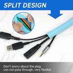 Split Braided Cable Sleeve，Flexible Wire Loom Tubing, Automotive Cord Protector Pet Proof, Cable Management for Computer TV Electric Wires Harness 16ft (Sky Blue, 5mm（3/16")