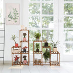 XXXFLOWER Plant Stand Indoor Outdoor 13 Tiers Wood Plant Shelf for Multiple Plants ，Large Plant Rack for Window Garden Balcony Patio Porch Living Room