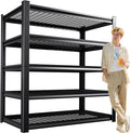 72”H*46”W Metal Garage Shelving Unit, Heavy Duty 5-Tier Garage Storage Shelves, 3000 lbs Large Industrial Shelving, Adjustable Wire Shelves Utility Rack Shelf, Steel Shelving for Warehouse, Black