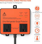 Refrigerator Surge Protector, Ortis Double Outlet Voltage Protector for Home Appliances with Time Delay, Protects Against Brownout, Spike, Instant Surge All Voltage Abnormalities, Orange