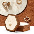 Solid Wood Hexagon Necklace Holder Stand Retail Hanging Jewelry Necklace Stand Display for Vendors(Beige)
