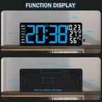 JoFomp 17.3" Large Digital Wall Clock, LED Digital Clock Large Display with Remote Control, Alarm Clock with Temp/DST/Dimmer/Humidity/Timer/Ambient Light - 12/24H, Alarm Wall Clock for Bedroom