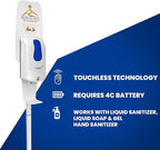 Kingdom Elite Series Automatic Touchless Hand Sanitizer Dispenser with Three Adjustable Dosage Settings Plus a White Metal Stand for Your Liquid and Gel Hand Sanitizers (Personalized)