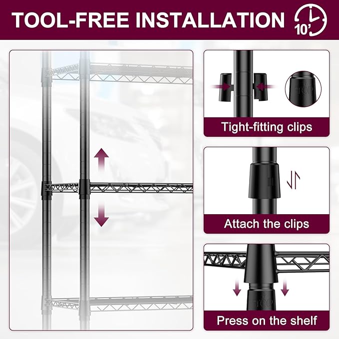 3 Pack 5-Tier Metal Wire Shelving Unit with Wheels & Feet, 14" D x 30" W x 60" H,750 lbs Capacity Adjustable Heavy Duty Steel Wire Rack Storage Shelves for Kitchen, Garage, Pantry
