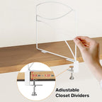 2-Piece Wire Shelf Dividers for Closet Organization, Upgraded C-Clips Adjustable Metal Shelf Dividers Suitable For Bedrooms & Kitchens, Storage Helper for Handbag Sweater Shirt Ankle Boots, White