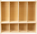 4-Section Coat Locker with Bench & Cubby Storage Organizer Cubes, Wooden Backpack Storage Organizer with Coat Hooks and Cubbies for Kids, Daycare, Classroom