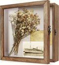 TJ.MOREE Shadow Box Display Case 11 x 11 Flowers Shadow Box Frame with Glass Window Picture Frame Wedding Bouquet Memorabilia Medals Photos Memory Box for Keepsakes - Carbonized