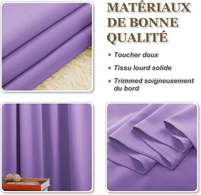 PONY DANCE Lilac Curtains Drapes - 42 x 45 inches Long Lilac Blackout Panels Home Fashion Solid Rod Pocket Curtain Blinds for Room Decoration Thermal Insulated Light Block, 1 Pair