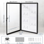 Enclosed Bulletin White Board 36x24 in, Lockable Wall Display Case for Office School Home Commercial, Tamperproof and Shatter Resistant, Black Aluminum Frame