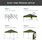Best Choice Products 10x10ft Easy Pop Up Canopy w/Side Wall, 10 Pockets, Portable Carrying Case, 1-Button Setup, 4 Weight Bags - Olive Green
