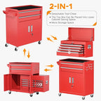 INTERGREAT Tool Chest Cabinet,8-Drawer Rolling Tool Chest with Detachable Top Tool Box, Tool Chests with Universal Lockable Wheels, Metal Tool Cart for Garage, Workshop, Barbershop(Red)